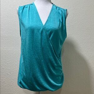 ATHLETA Elegant Sleeveless Turquoise Wrap Blouse